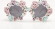 CASS Oversized Round Frames with multicolored pastel ceramic flowers