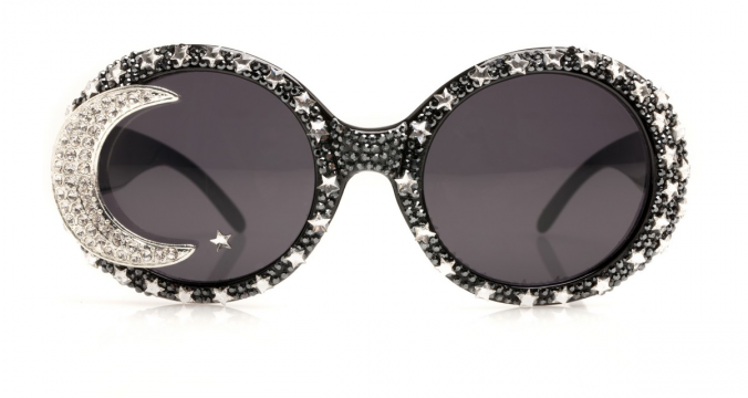 Simone Round Frame Statement Sunglasses with Swarovski Crystals