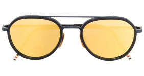 Titanium & 18-karat gold round sunglasses
