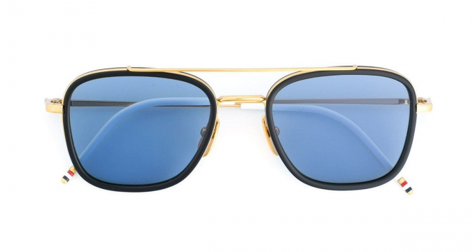 THOM BROWNE EYEWEAR Navy & 18k Gold Sunglasses