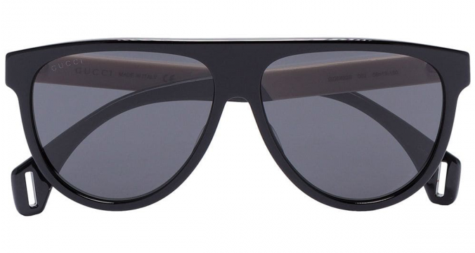 GUCCI EYEWEAR black round aviator style sunglasses