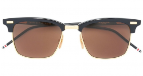 THOM BROWNE EYEWEAR Navy, Brown & 18k Gold Sunglasses
