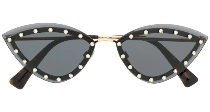 VALENTINO crystal-embellished triangular-frame sunglasses